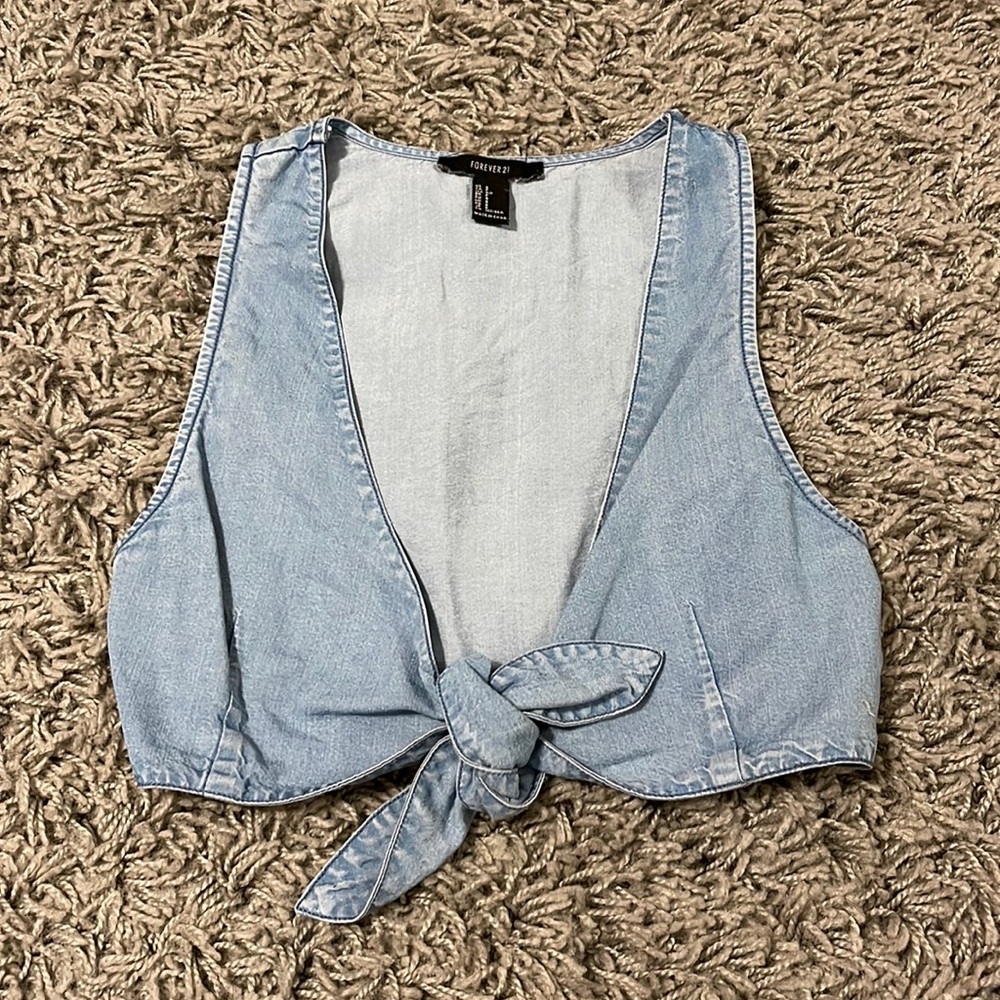 Forever 21 jean tie up crop tank size S